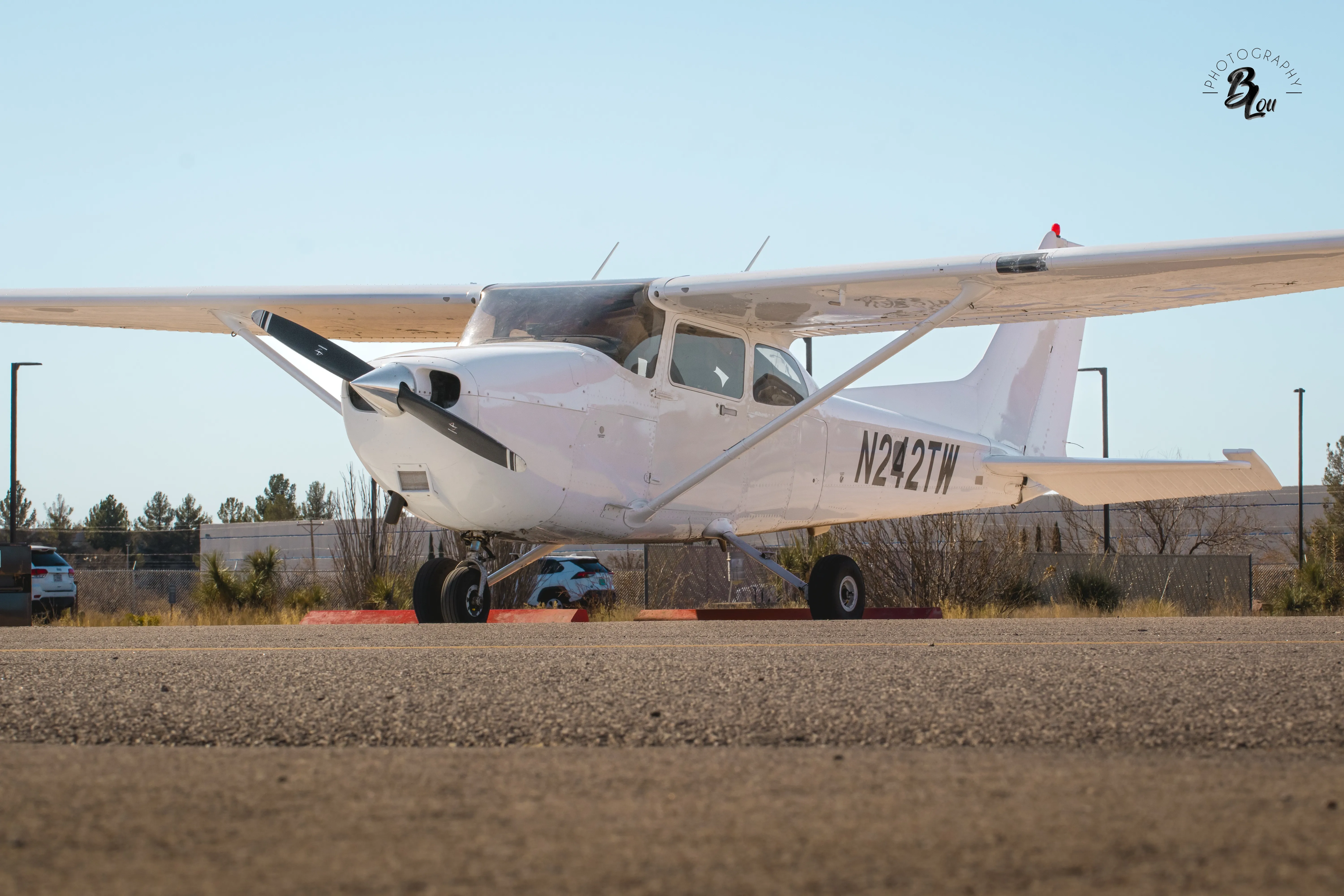 Red Arrow airplane ready for pilot training near Fort Bliss, TX